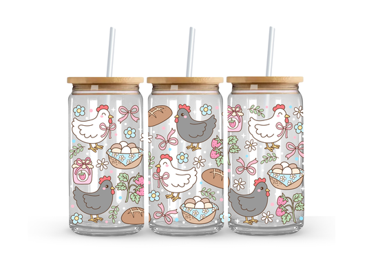 Chicken Glass Can Cup - 473ml