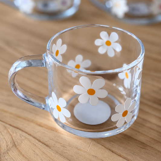 Yellow Daisy Glass Mug - 345ml