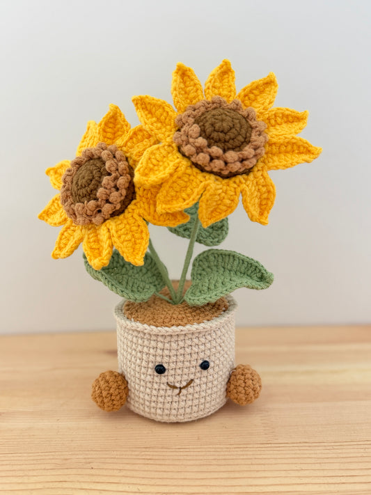 Double Headed Sunflower Pot Amigurumi