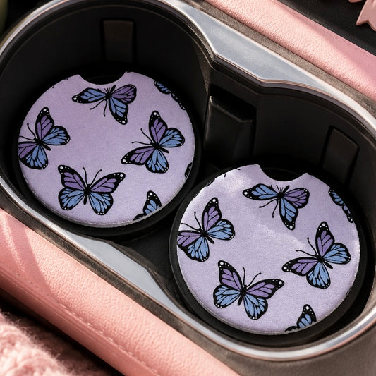 Purple Butterfly Car Coasters
