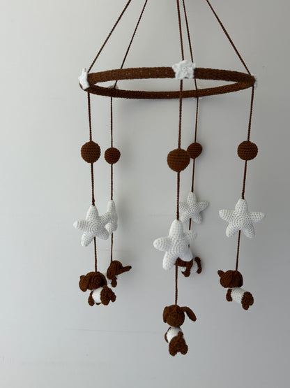 White Dachshund Amigurumi Mobile