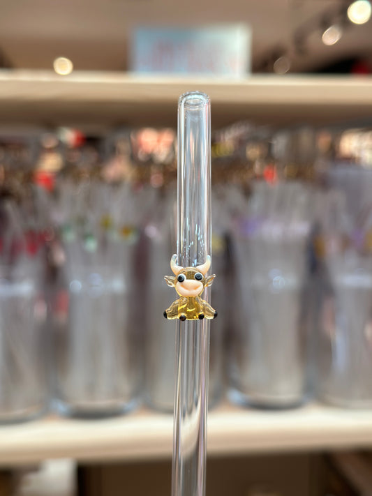 Highland Cow Glass Straw