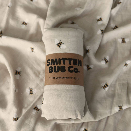 Bumble Bees Bamboo Cotton Muslin Wrap