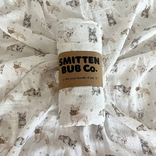 French Bulldog Bamboo Cotton Muslin Wrap